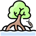 A cartoon mangrove logo